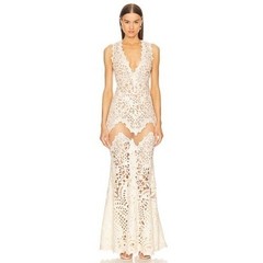 Michael Costello x Revolve Giuliana Lace Gown Ivory XXS NWT Bridal Event Dress