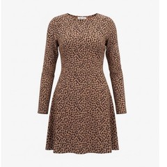 Wild Honey Womens Leopard Print Glitter Long Sleeve Mini Dress WID160B Brown M