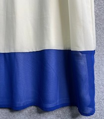 Pink Owl Womens Sleeveless Colorblock Dress Ivory Blue Lace Yoke Shift
