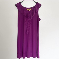 CLAR.E Women’s size 12 Magenta Ruffle Front Casual Preppy Resort Stretch