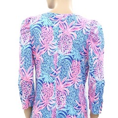 Lilly Pulitzer Pineapple Printed Mini Dress Cotton Long Sleeve Resort S 279239
