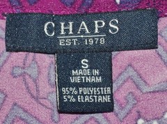 CHAPS Berry Blue Beige Patterned Dress Small Slight Cap Sleeve Twist Bust
