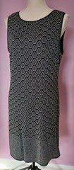 WALLIS black/silver metallic sleeveless shift dress, UK 16, lined, stretch BNWT