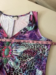 Venus Y2k Colorful Animal Abstract Print Embellished Mini Dress Womens Large