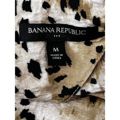 Banana Republic Animal Print Dress Long Balloon Sleeves Keyhole Neckline Size M