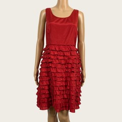 The Limited Event Size 8 Red Tiered Ruffle A-Line Sheath Party Holiday Dress