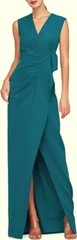 Kay Unger Dark Ink Blue Frances Column Gown Size 8 $318