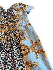 Boston Proper Blue Animal Print Baroque Sheath Dress Party Cotton Luxury Size 10