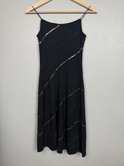 Y2K Rimini Black Sequin Spaghetti Strap Dress Womens 4 2000s Glam Party Cocktail