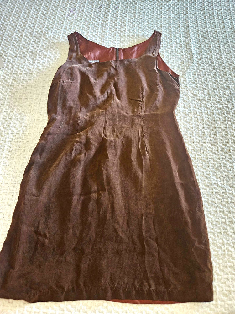 Rabbit Designs Brown Solid Sheath Dress Women’s 14 Scoop Neck Sleeveless Lined