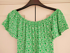 Vertiche Green Mix Patterned Fit and Flair Bardot Short Dress Size 8 BNWOT