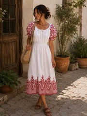 NWT Kindred Women’s 100% Cotton Embroidered Floral Dress Size M