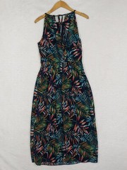 Apricot Midi Dress Womens 8 Palm Print Tropical Cocktail Resort Summer Vacation
