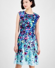 Connected Women&rsquo;s Floral Round-Neck Sleeveless Dress Size 14 NWT