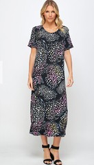 JOSTAR LONG DRESS Poly Spandex Slinky Stretch Knit TRAVEL Black S M L XL 2X 3X