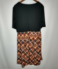Fashion Dress Black Top Brown Plaid Bottom Womens One Piece Dress