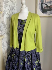 Lindy Bop Dress Size 12 & Cardigan Halloween Retro Gothic Print Midi Lana 50’s