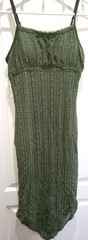 womens MEDIUM SUMMER DRESS solid mossy green PADDED TOP V FRONT BACK BOTTOM