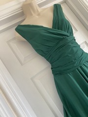 PRETTY MONSOON SIZE 8/10 BOTTLE GREEN FIT & FLARE FINE COTTON PARTY DRESS