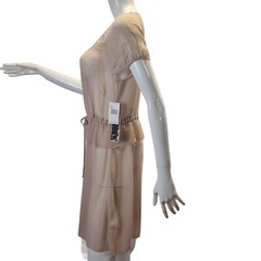 Sheer Button-Down Dress With Drawstring Waist & Ruffle Hem Size 6 Kensie NWT