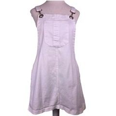 Hot Kiss Overall Bib Dress Juniors 9 White Chest Pocket Y2K Retro Grunge Cute
