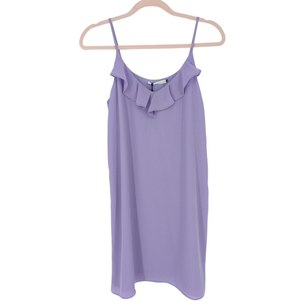 Three Eighty Two Mini Slip Dress Ruffle Neck Lilac Purple size XS NWT