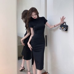 Retro Chinese Style Hipwrapped Dress Women&rsquo;s Fashionable Cheongsam Skirt