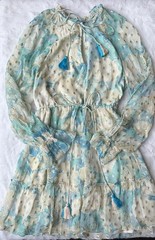 Hemant & Nandita Revolve Blue Floral Georgette Metallic Mini Dress