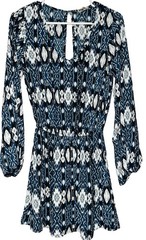 Show Me Your MuMu Mini Dress Womens S Aztec Print Blue White Hobo Party Hippie