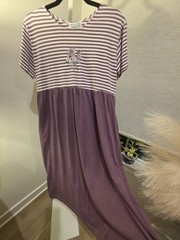 VTG Empire Maxi Purple/White Stripe Top, Solid Bottom M Cottage Grannycore