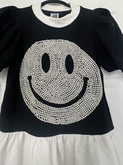Queen Of Sparkles Black And White Dress Featuring Pearl And Crystal Smile