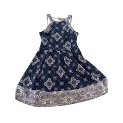 Rewind Women&rsquo;s Blue Floral Print Halter Dress, Sleeveless, Summer, Size L