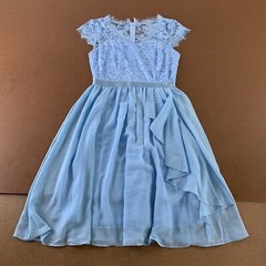 Wedtrend Women&rsquo;s Small Blue Lace Chiffon Ruffle Cap Sleeve Fit & Flare Dress New
