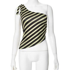 Europe and the United States fashion ins striped one-shoulder asymmetric short