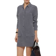 EQUIPMENT Femme Lucida Punctual Dot Dress Sz L 100% Silk Blue White Shirtdress