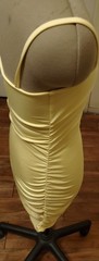 Yellow Solid Ruched Bodycon Mini Dress XS Spaghetti Strap Stretch Knit