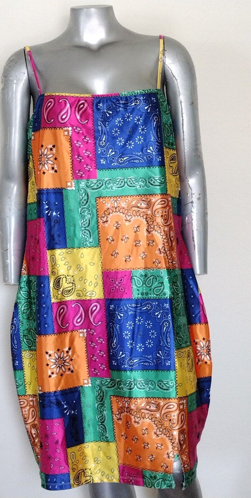 PLUS WOMEN&rsquo;S IT&rsquo;S SPLIT THIGH CAMI HOUSE DRESS Size 3X BANDANA PRINT SLEEVELESS