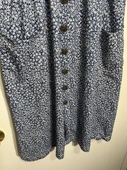 Blue/White Floral V-Neck Button Front Midi Sundress Smocked Pockets Size XL