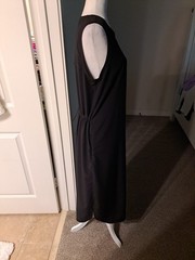 Tilley Dress Black M Sleeveless Side Pkts Drawstring In Back Midi EUC #114