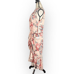 Eliza J Sleeveless Flutter Hem Textured Midi Dress Women&rsquo;s 2 Pink Floral NWT