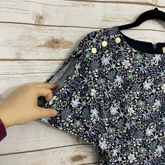 Loft Blue Floral Button Shoulder Split Flutter Sleeve Fit And Flare Dress Size 2