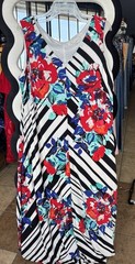 E.G.T. 1946 Multicolor Floral Maxi Dress Long Sleeveless V-Neck Plus 18/20W