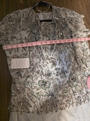 Pisarro Nights Beaded Mesh Mock Two-Piece Gown Womens 16 Gray NWT