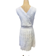 Roller Rabbit Womens White Eyelet Lace Sleeveless Smocked Waist Dress Size M