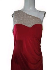 Vintage Cachet One Shoulder Long Dress Sz 14 Red