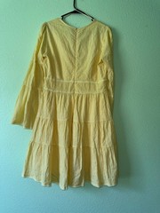 Lost + Wander Yellow V-neck Flared Sleeves Fit & Flare Tier Dress Size M