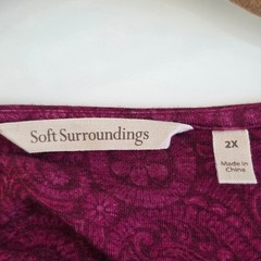 Soft Surroundings Maxi Dress Pink Paisley Womens Size 2X Long Sleeve Spandex