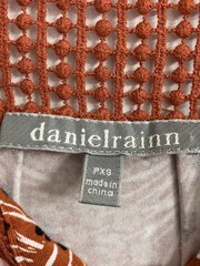 Daniel Rainn Floral Dress RXP Rust Orange Pink Boho Crochet Trim Rayon Lined