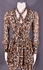 INTERMIX Chiffon Tilley Leopard Print Drop Waist Tie V Neck Flowing Dress Size S