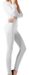 Womens Microfleece Ultimate Warmth Comfort Fit Thermal 2 Piece Set (White Large)
